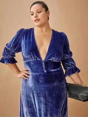 NWT Reformation Maura Velvet Midi Dress